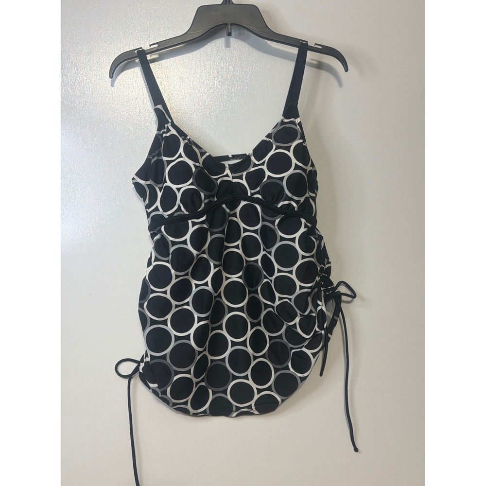 Liz Lange Maternity for Target Tankini Swim Top Black White Circle Print Medium